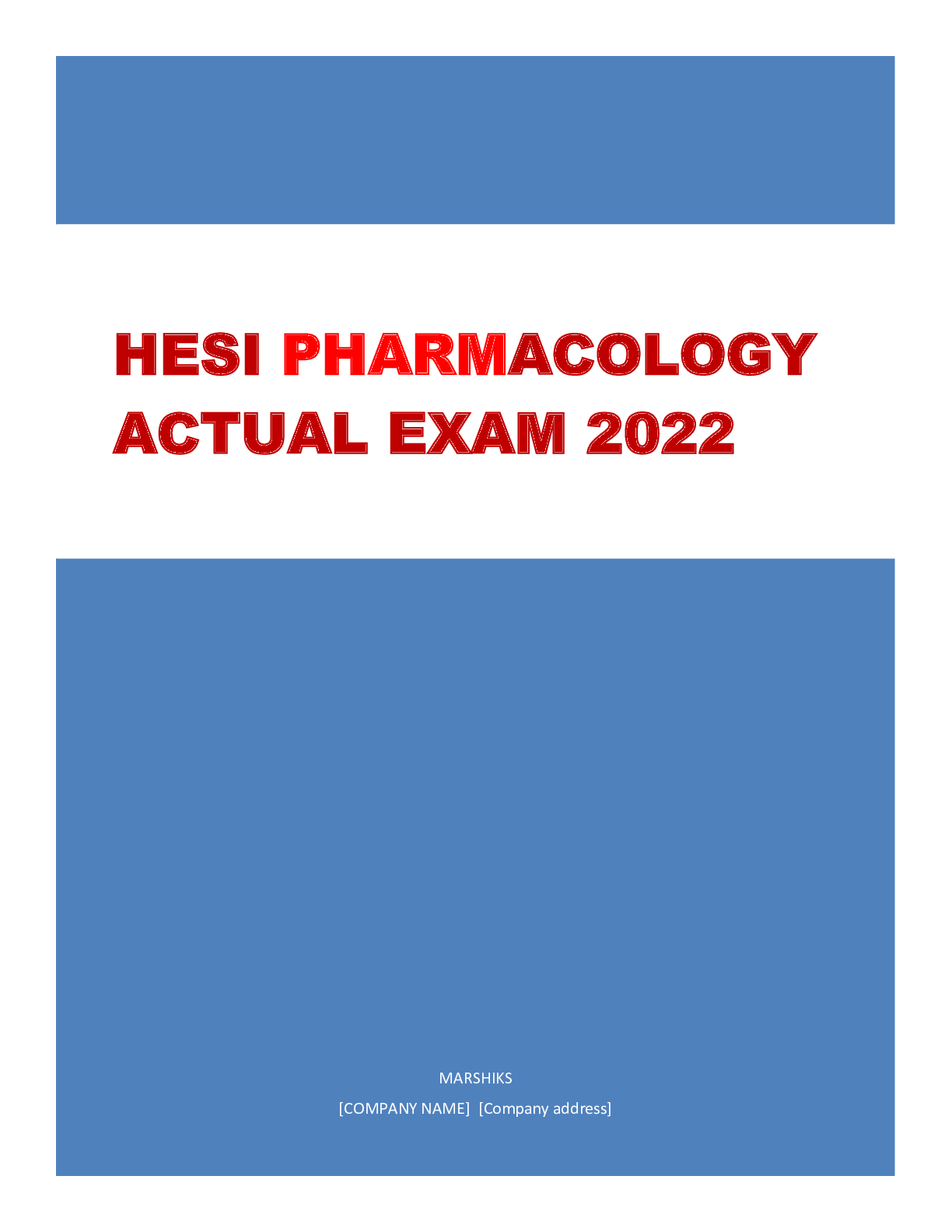 Preview image for HESI PHARMACOLOGY  ACTUAL EXAM 2022